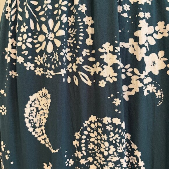 Patrons of Peace Teal Paisley Faux Wrap Maxi Dress w/Split Flutter Sleeves Sz L - Picture 2 of 13
